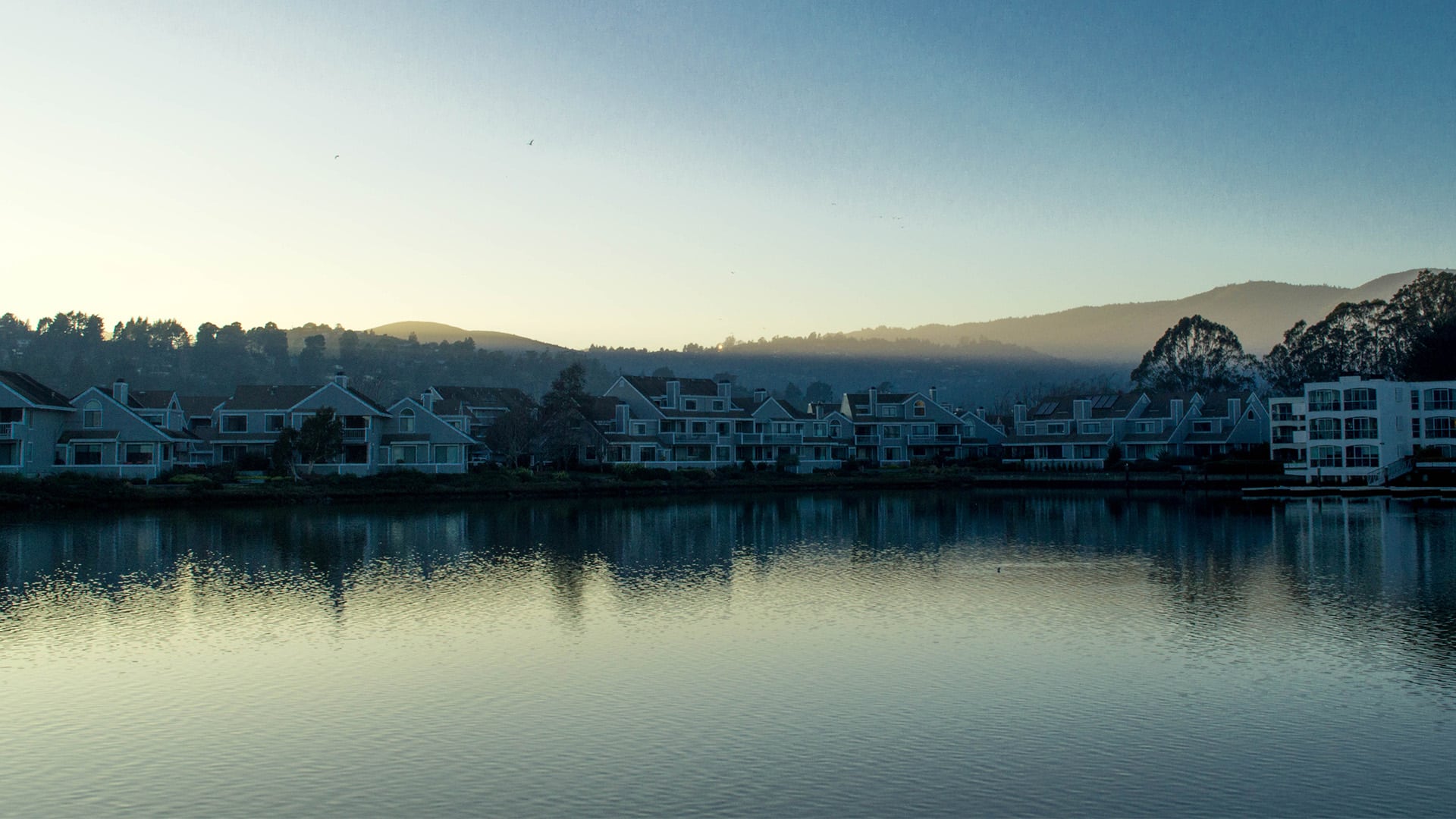 Classic Mill Valley CA view of waterfront homes